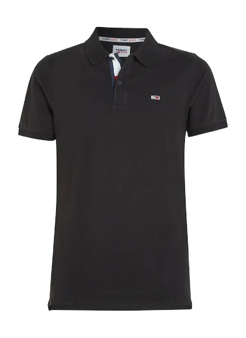 TOMMY HILFIGER Men's Pure Organic Cotton Slim Fit Polo, Black