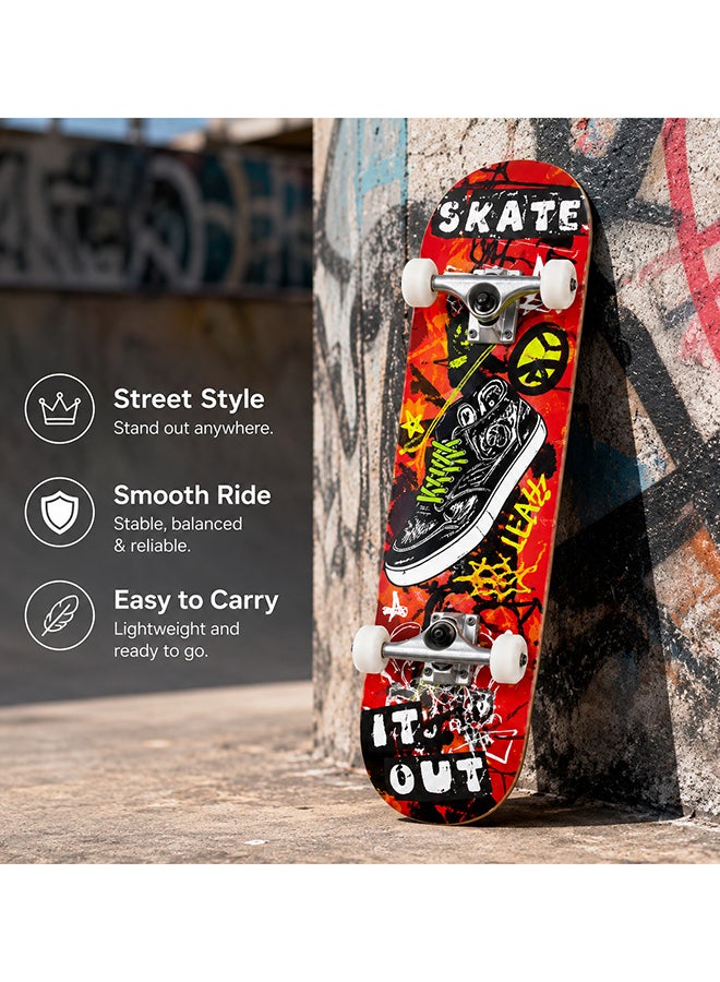 DEXO Skateboard 31 x 8 Inch Complete Cruiser Skateboard for Children Teenagers Adults, 7-Layer Canadian Maple Double Kick Deck Concave with All-in-One Skate T-Tool for Beginners - Image 4