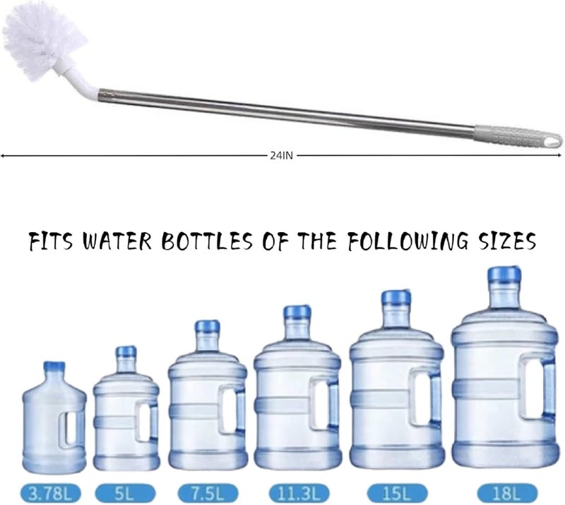 PUTHAK 20L Water Can Cleaning Brush with Long Handle | 360° Rotating Nylon Bristles Deep Cleaning Scrubber for Water Dispensers, Jars & Large Bottles | Wet & Dry Multi-Use Brush (Multicolor) - Image 5