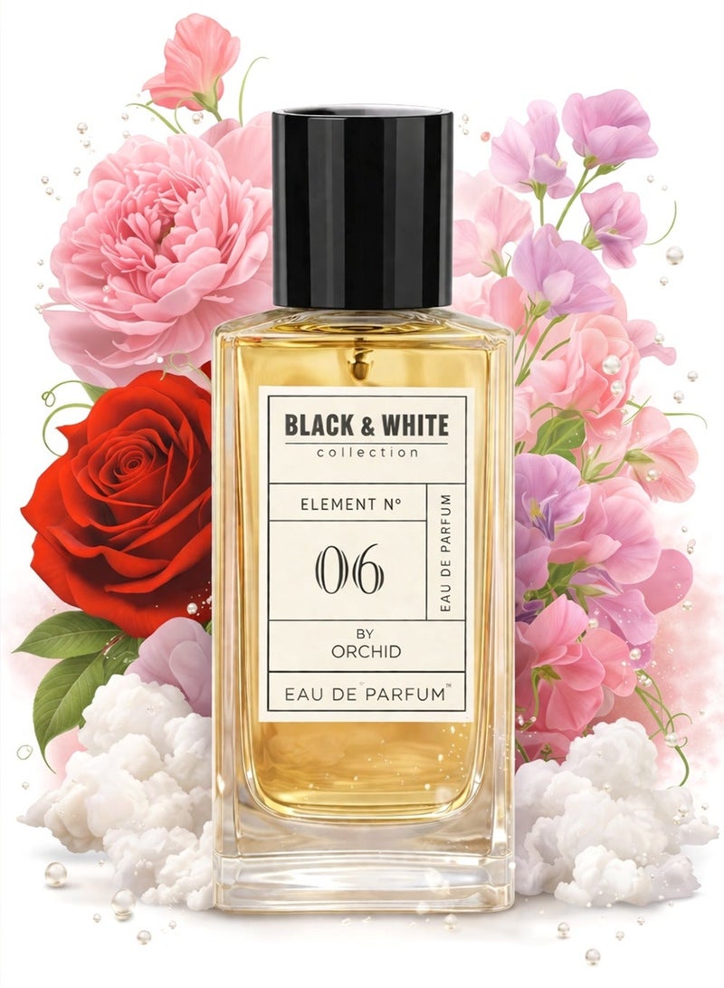 Orchid Black & White Element N.06 Pour Femme EDP 100ml – Long Lasting Floral Citrus Perfume with Bergamot, Mandarin, Peony, Rose & White Musk - Image 1