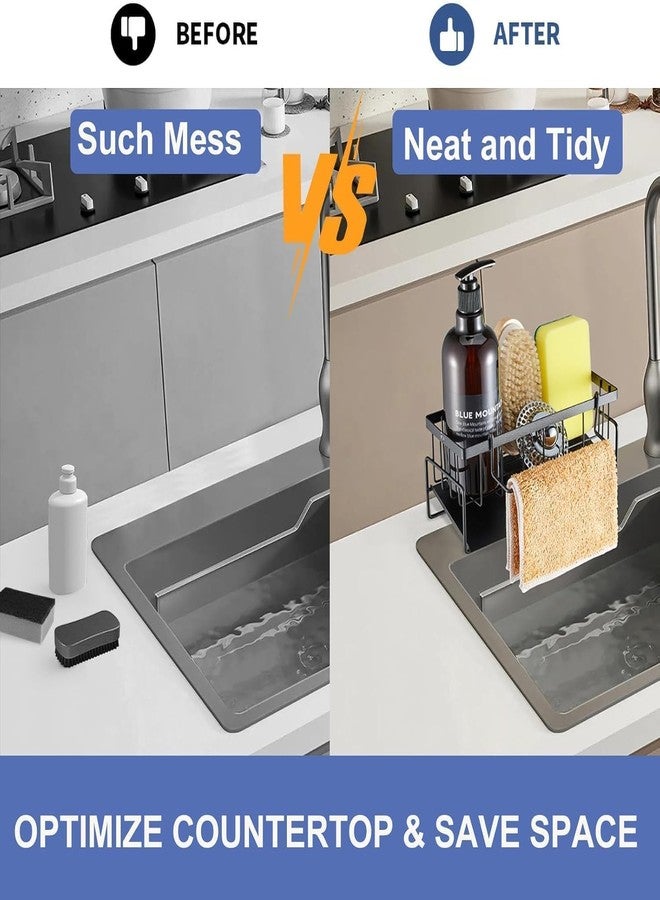 JAY EMPIRE self-draining Dishcloth Holder, Towel & Sponge Holder for sinka, Compact Dishcloth and Towel Drying Rack for Kitchen Sink, Multi-Purpose Kitchen Sink Caddy(1 pcs)(9 x 23 cm)(Black Color) - Image 5