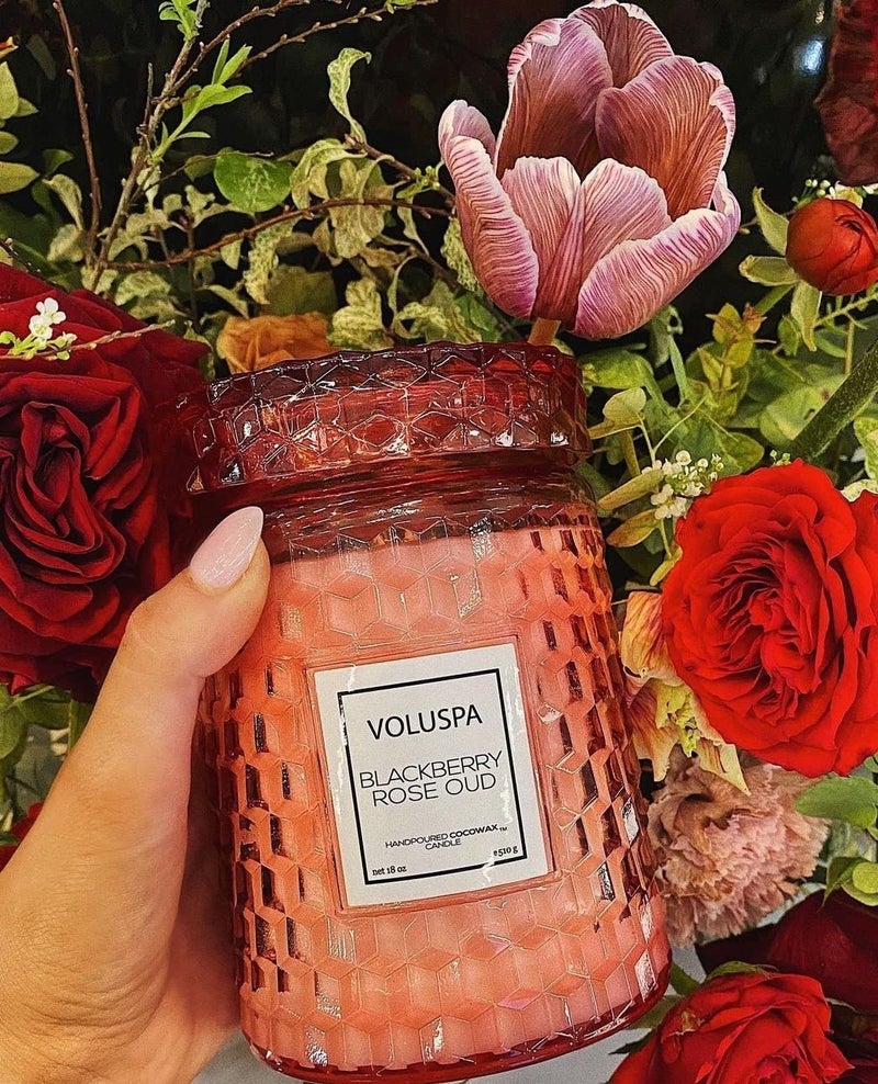Voluspa BlackBerry Rose Oud Candle | Large Glass Jar Candle with Lid | 18 Ounces | 100 Hour Burn Time | Coconut Wax for Clean Burning | Handcrafted in The USA | Non-Toxic - Image 3