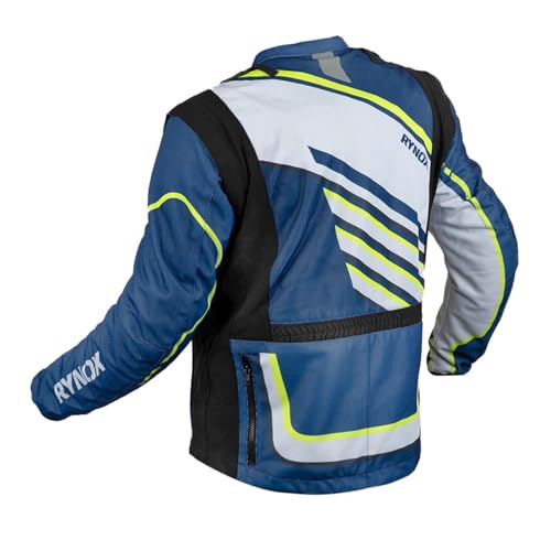 Rynox Dune Neo Trail Offroad Jacket | Mesh Motorcycle Offroad Riding Jacket with Abrasion Resistance - Blue Hi-Viz Green, Small - Image 2