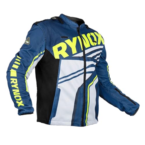 Rynox Dune Neo Trail Offroad Jacket | Mesh Motorcycle Offroad Riding Jacket with Abrasion Resistance - Blue Hi-Viz Green, Small - Image 1