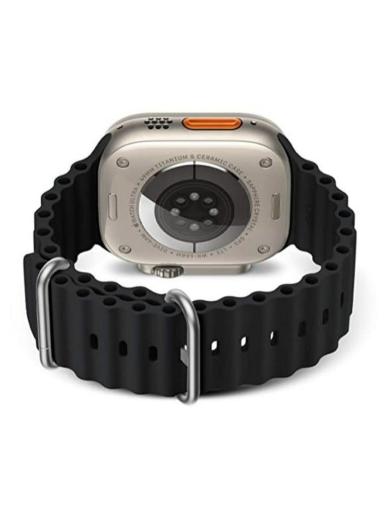 HW68 ULTRA MINI Smart Watch With A Full Screen Works With The Android And IOS System, Is Responsive, Wireless Charging Supports GPS, Size 1.75 Inch - Black Color