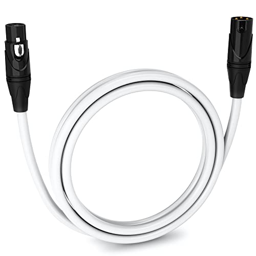 LyxPro 6 Feet XLR Microphone Cable Balanced Male to Female 3 Pin Mic Cord for Powered Speakers Audio Interface Professional Pro Audio Performance and Recording Devices - White - Image 1