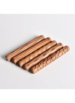 Generic Clay Texture Rolling Pin Wooden Ceramic Tool A set of 5 texture mud rolling 051202 