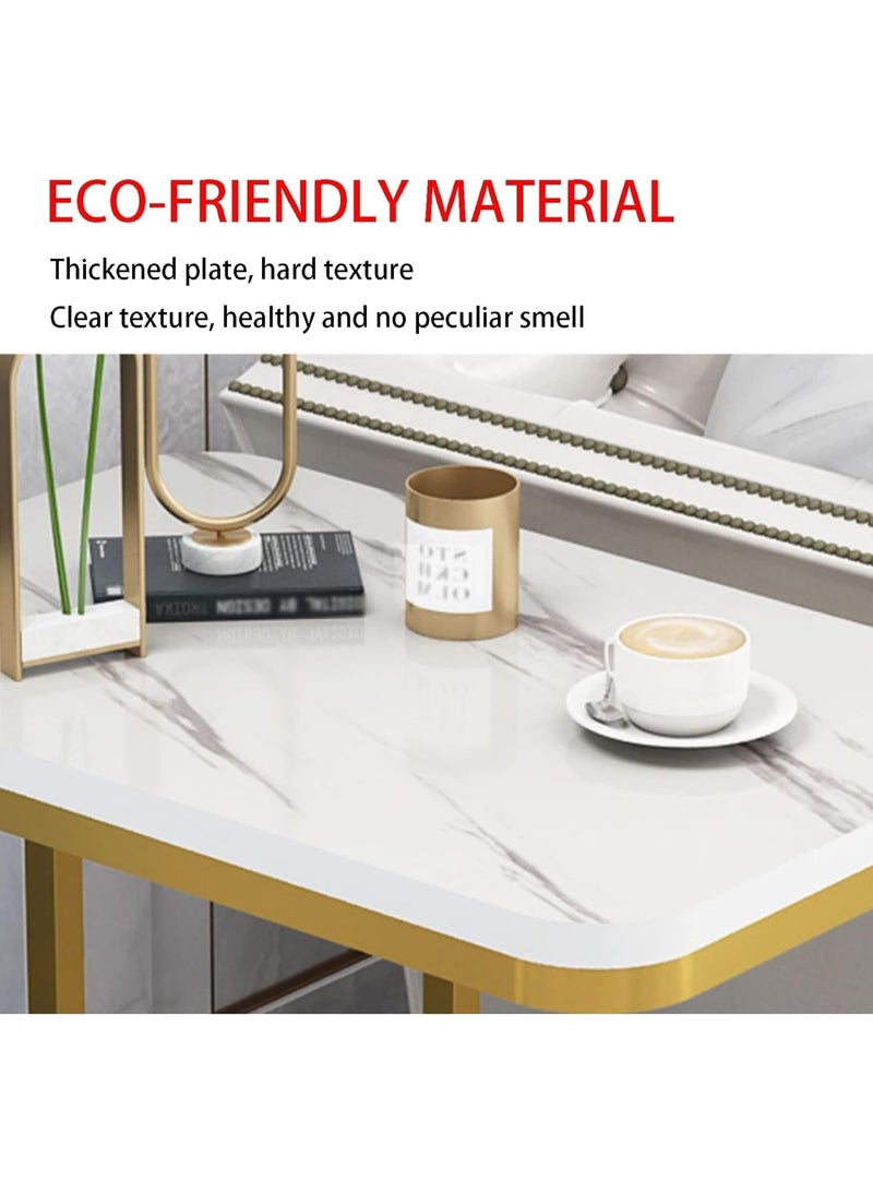 تابيت طاولة جانبية على شكل حرف C، طاولة C متينة ذات مستويين مع مساحة تخزين وطاولة جانبية ضيقة لغرفة المعيشة وغرفة النوم بإطار معدني، طاولة سرير صناعية صغيرة بجانب الأريكة وطاولة أريكة للمساحات الصغيرة إطار ذهبي - Image 2