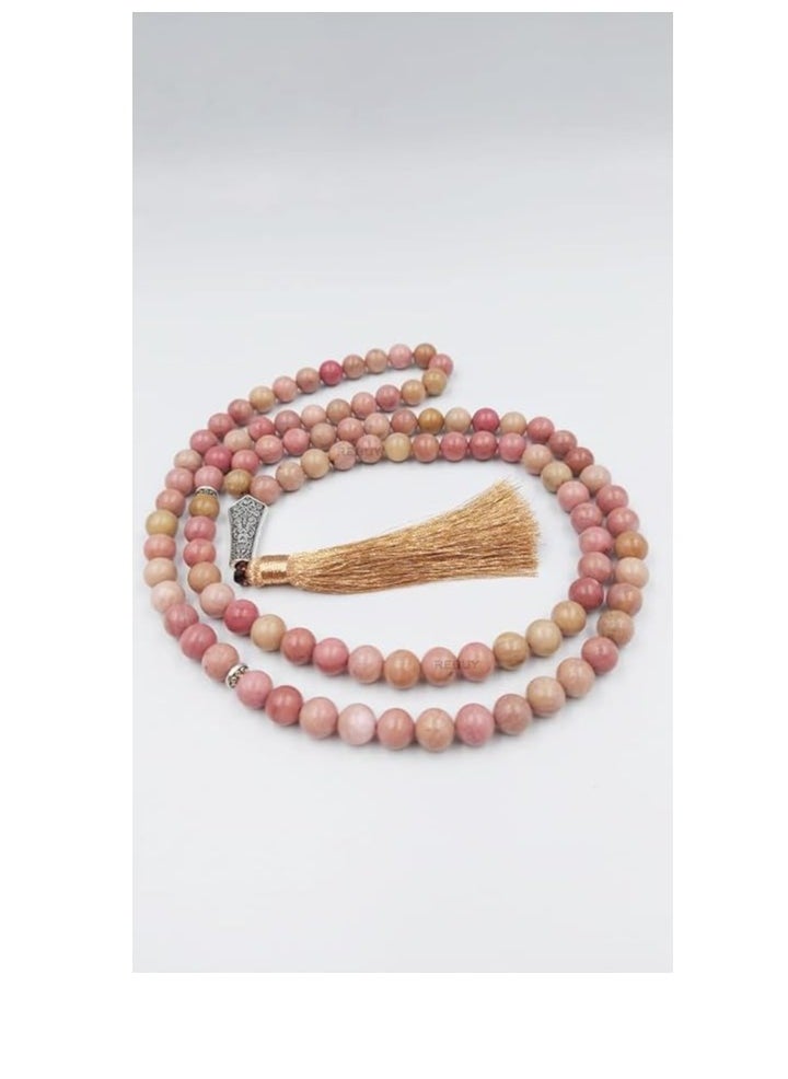 REBUY REBUY Natural Rhodocrosite 99 Beads Tasbih  - Image 4