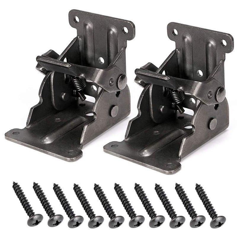 MDLUU Table Leg Folding Brackets Foldable Hinge Hardware Self Lock Extension Collapsible Shelf Bracket Support for Bed Leg Wall Shelf Saving Space Pack of 2