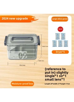 Generic Camera Moisture-proof Box Lens Shock-proof Box SLR Micro Single Digital Storage Box Portable Waterproof Protective Cover Photography Accessories-Color:(large Olive Green) Comes Standard With Free Desiccant  - Image 1