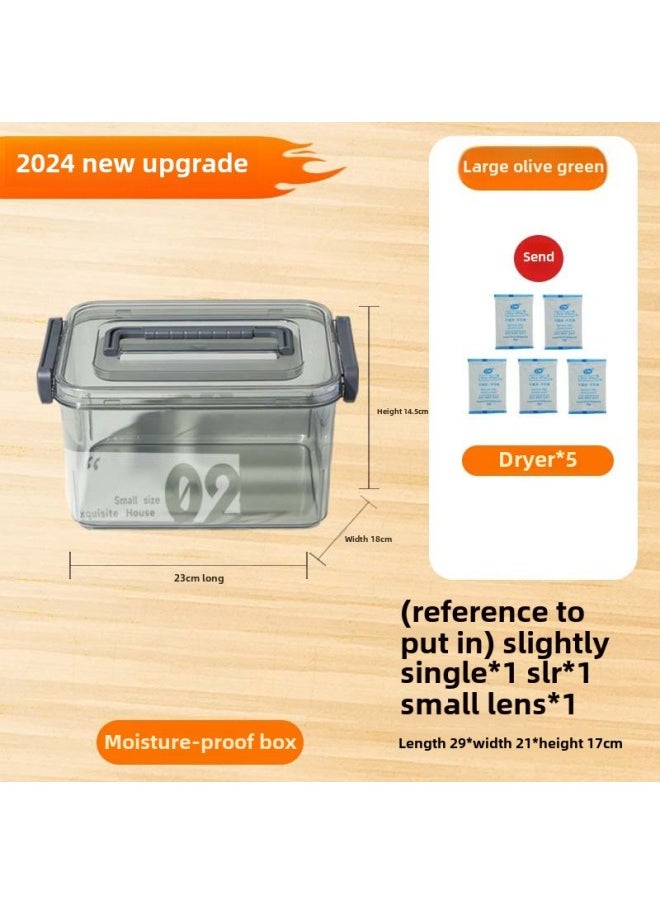 Generic - Camera Moisture-proof Box Lens Shock-proof Box SLR Micro Single Digital Storage Box Portable Waterproof Protective Cover Photography Accessories-Color:(large Olive Green) Comes Standard With Free Desiccant - Image 1