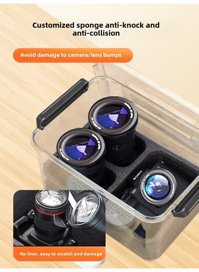 Generic - Camera Moisture-proof Box Lens Shock-proof Box SLR Micro Single Digital Storage Box Portable Waterproof Protective Cover Photography Accessories-Color:(large Olive Green) Comes Standard With Free Desiccant - Image 1