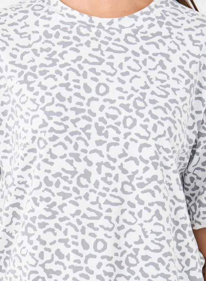 ستايلي Styli Leopard Print Drop Shoulder T-Shirt and Shorts Set