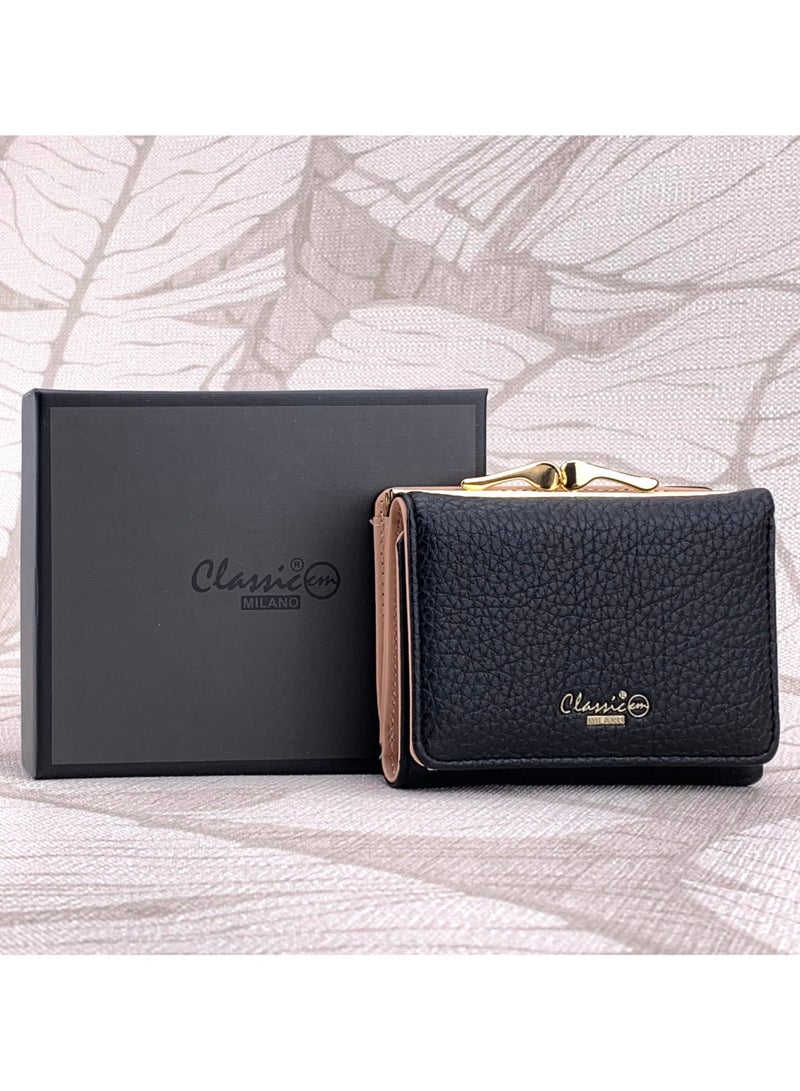 كلاسيك ميلانو - محفظة نسائية أنيقة من الجلد الصناعي مع حافظة بطاقات | محفظة عملات معدنية للنساء | محفظة نسائية نحيفة للاستخدام اليومي والسفر والهدايا
