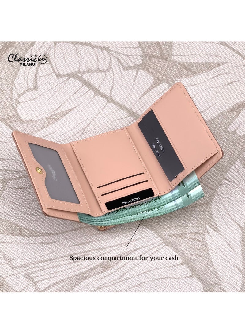كلاسيك ميلانو - محفظة نسائية أنيقة من الجلد الصناعي مع حافظة بطاقات | محفظة عملات معدنية للنساء | محفظة نسائية نحيفة للاستخدام اليومي والسفر والهدايا