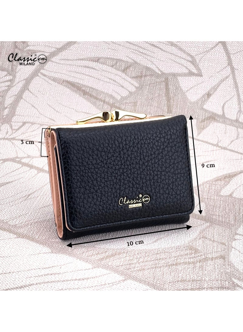 كلاسيك ميلانو - محفظة نسائية أنيقة من الجلد الصناعي مع حافظة بطاقات | محفظة عملات معدنية للنساء | محفظة نسائية نحيفة للاستخدام اليومي والسفر والهدايا