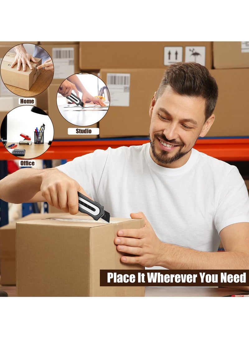 SOLARAE 2 Pcs 18mm Utility Knife, Retractable Box Cutter, Stainless Steel Multi-Purpose Knife with 10 SK5 Carbon Steel Blades, Snap Off Safety Cutter with Precision Cutting and Blade Safety Lock Design - Image 5