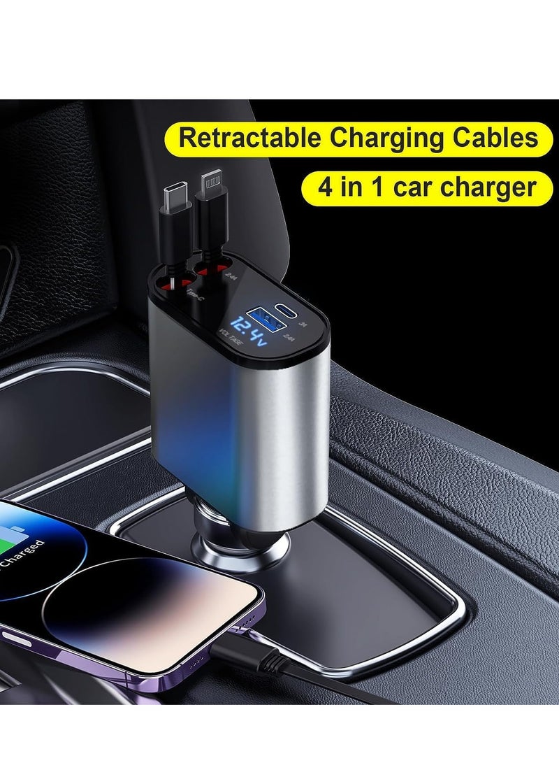 ELTRAZONE 60W Retractable Car Charger Compatible with iPhone15/14/13/12/11,Fast Car Power Adapter PD20W /Type-C 40W,Car USB Fast Phone Charger - Image 3