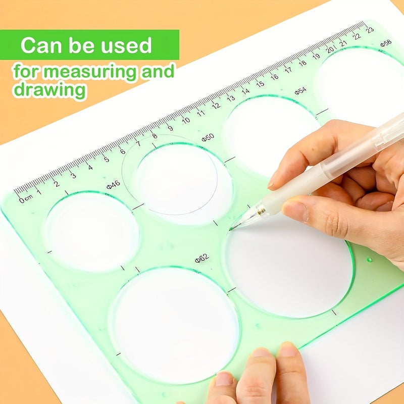 2pcs Acrylic Circular Drawing Templates Multifunctional Geometric Compass Set Durable Measuring Tool - Image 1