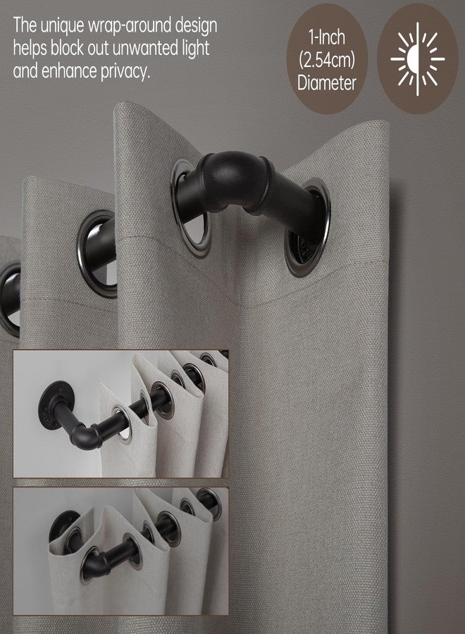 Zeerobee Curtain Rods for Windows 66 to 120, 1 Inch Industrial Wrap Around Black Curtain Rod, Indoor/Outdoor Room Divider Adjustable Drapery Pole, 66"-120" - Image 3