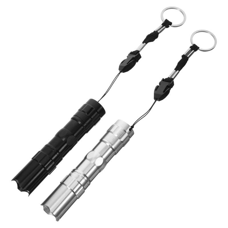 Portable LED Flashlight Aluminum Alloy Outdoor Light for Camping Hiking Emergency Black Silver - Image 2
