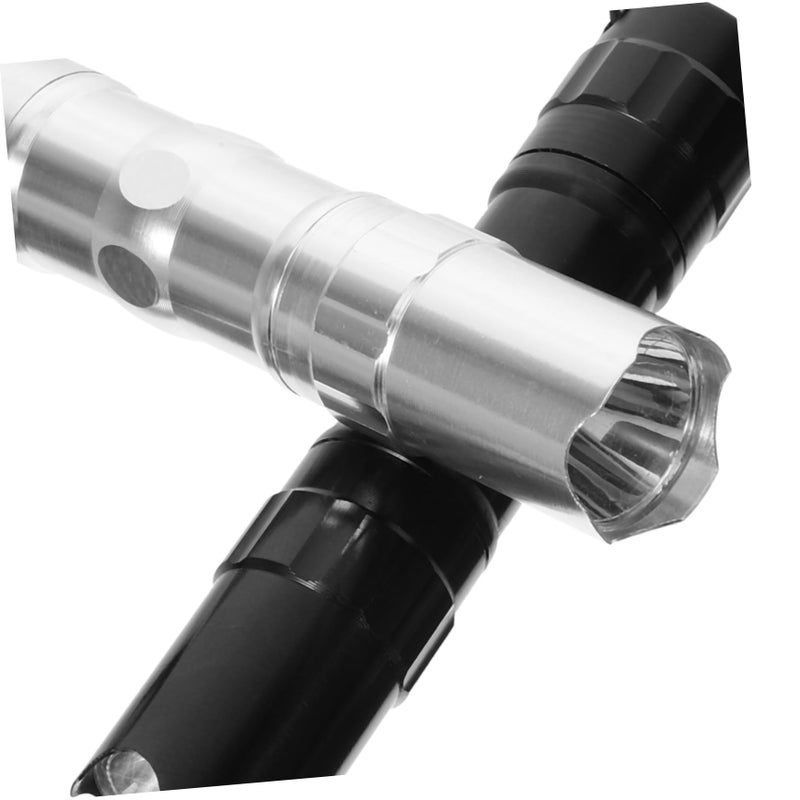 Portable LED Flashlight Aluminum Alloy Outdoor Light for Camping Hiking Emergency Black Silver - Image 5