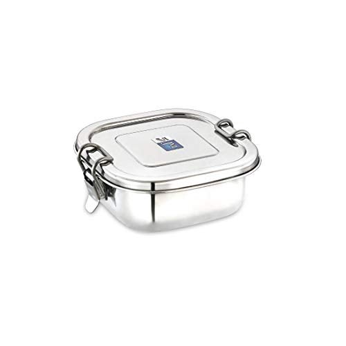 JVL Stainless Steel Lunch Box for Kids & Adults, Single Layer Leakproof Steel Tiffin Box for School & Office, Food Grade Silicone Seal - Square (Small Size) - Image 4