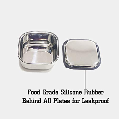 JVL Stainless Steel Lunch Box for Kids & Adults, Single Layer Leakproof Steel Tiffin Box for School & Office, Food Grade Silicone Seal - Square (Small Size) - Image 5
