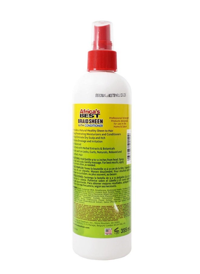 Africa's BEST Africa's Best Braid Sheen Spray With Conditioner, 12 Ounce, Green, 1-102-12-1243-01  - Image 3