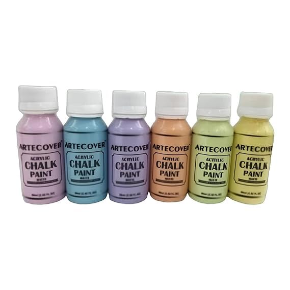 ARTECOVER Vibrant Acrylic Chalk Paint Sets MultiSurface NonToxic WaterBased Includes 6 Colors 60 ml Each and 4 Brushes for Artists Canvas Terracotta