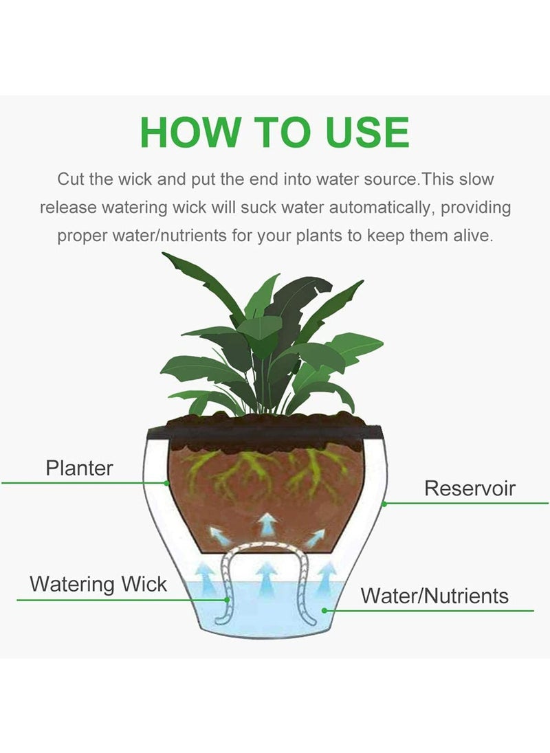 CMGTYYD - 60 Feet 1/4 Inches Self Watering Wick Cord Cotton String Rope with 10 Pcs Plant Labels for Vacation Potted Plant Sitter DIY Automatic Watering Device System Auto Drip Irrigation Waterer - Image 1