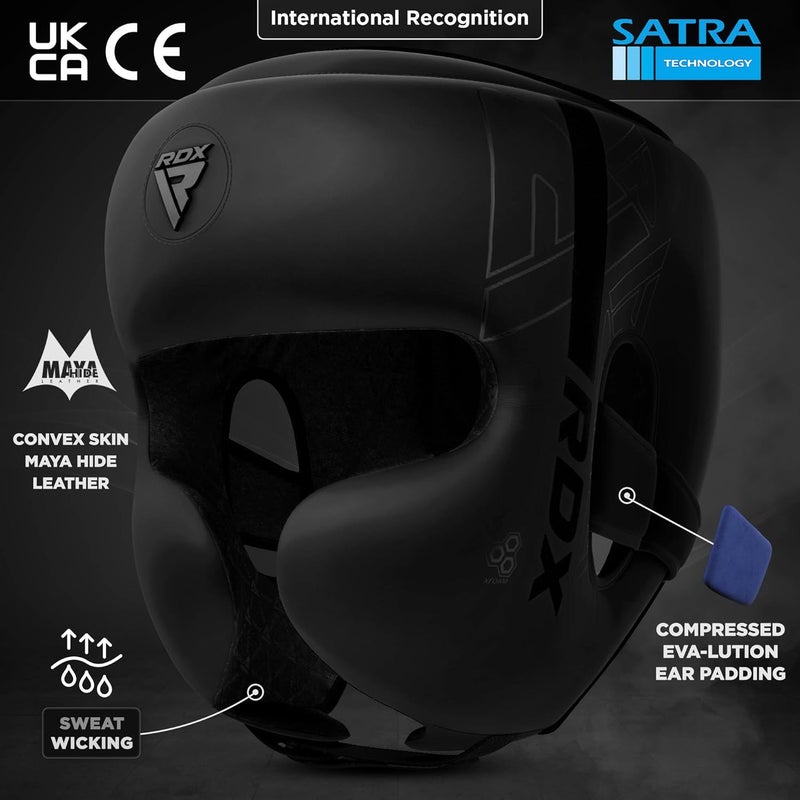 RDX Adjustable Padded KARA Head Guard for Boxing, MMA, and Martial Arts Training -S |Black/Black (HGR-F6MB-S) - Image 3