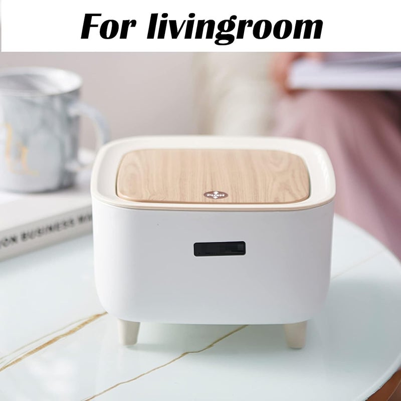 KEYOZA Mini Trash Can with Lid Tiny Desktop Trash Can2 L 05 Gallon Countertop Mini Garbage Cans Mini Trash Can for Desk Plastic Small Trash Bin for Desktop Office and Coffee TableWhite - Image 5