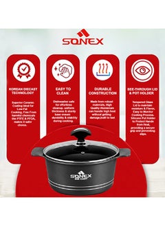 SONEX Sonex Omega Junior Diecast 8-Piece Cookware Set – Matte Gray Finish, Non-Stick, Sizes 20, 24, 28 cm, PFOA-Free, Dishwasher Safe, Long-Lasting Durability for Healthy Cooking  - Image 5