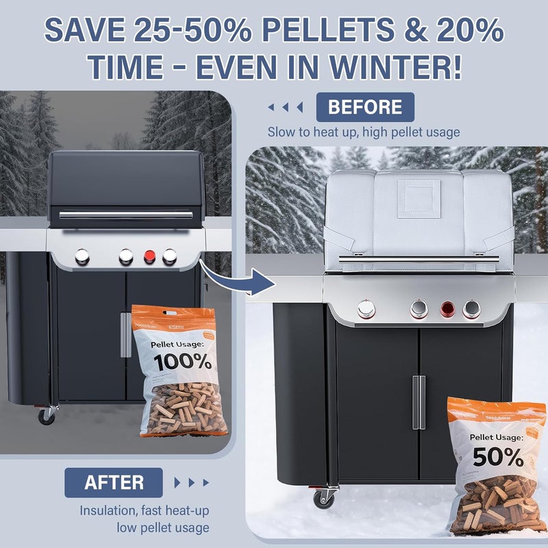 Utheer Grill Thermal Insulated Blanket for Weber Genesis II 300 and LX 300 Gas Grills, Grill Accessories Insulation Blanket for Weber Genesis 300 Series - Image 3