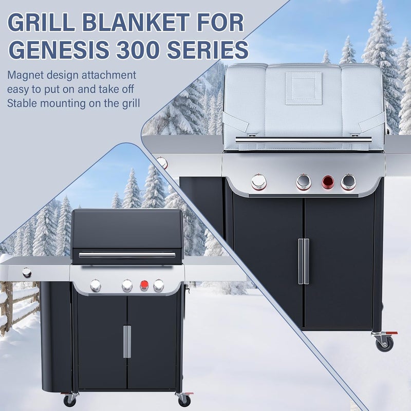 Utheer Grill Thermal Insulated Blanket for Weber Genesis II 300 and LX 300 Gas Grills, Grill Accessories Insulation Blanket for Weber Genesis 300 Series - Image 2