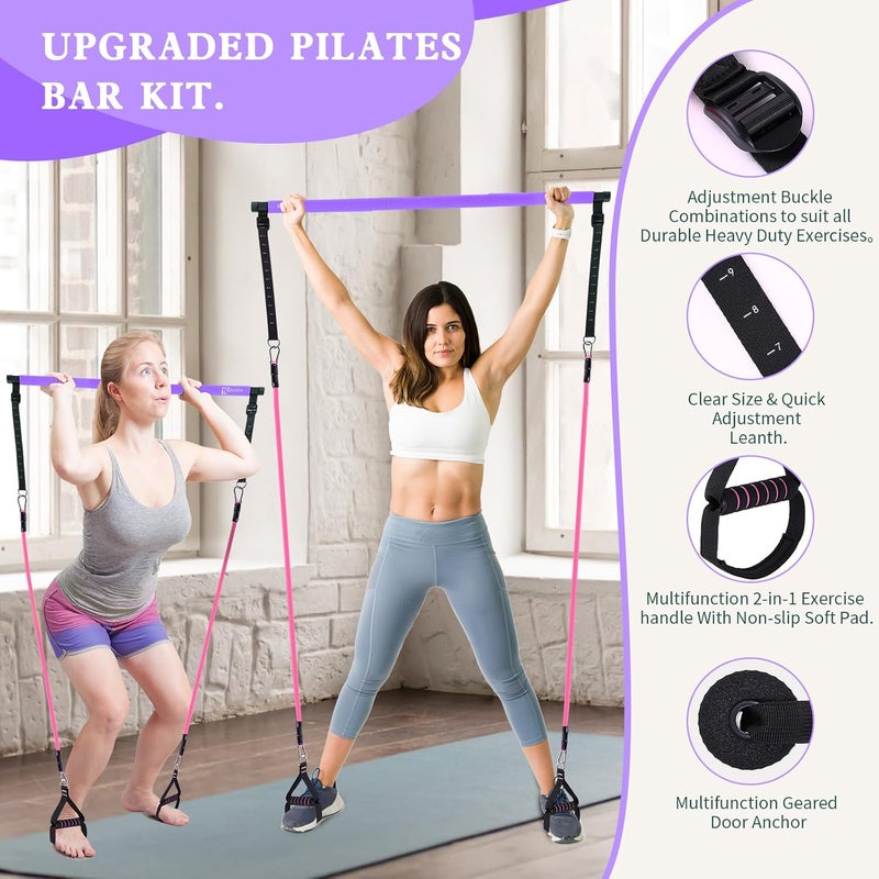 Bbtops Pilates Bar Kit with Resistance Bands,Pilates Bar with Stackable Bands Workout Equipment for Legs,Hip,Waist and Arm,Exercise Fitness Equipment for Women & Men Home Gym Yoga Pilates - Image 2