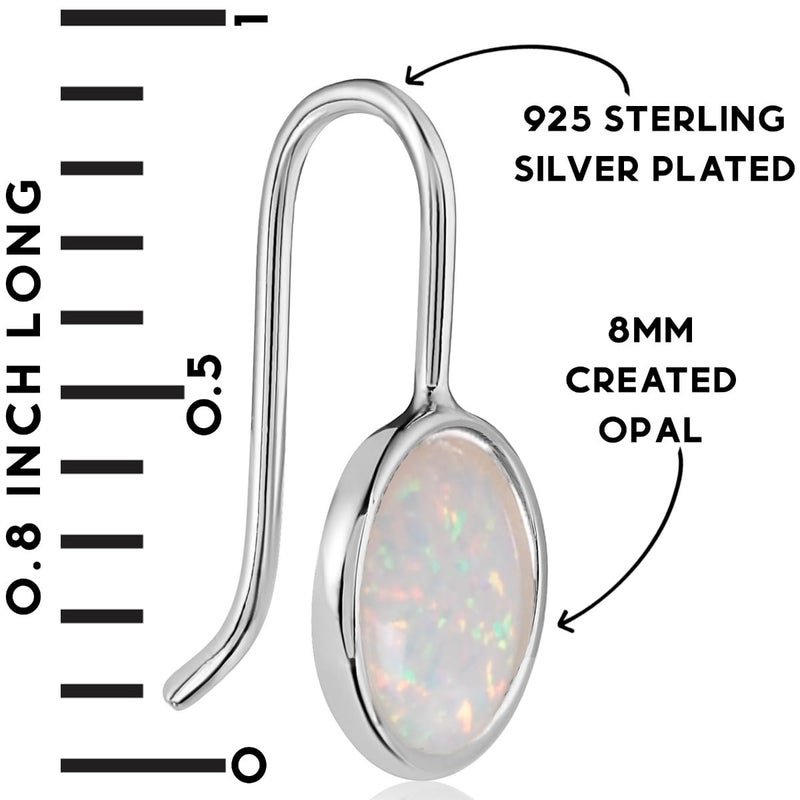 Humble Chic NY Opal Earrings for Women - 925 Sterling Silver Plated Created White Opal Jewelry for Women, Humble Chic Dainty Small Stone Dangly Earrings - Simple Silver Drop Dangle - Dangles for Brides or Bridesmaid - Image 4