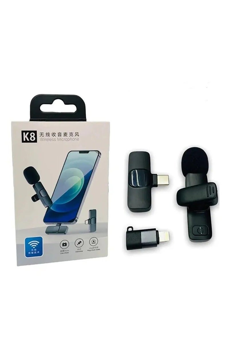 Wireless Microphone Digital  Mini Portable Recording Clip  Mic with Receiver for All Type C Lightning Mobile Phones Camera Laptop for Vlogging YouTube Online Class  Zoom Call - Image 2