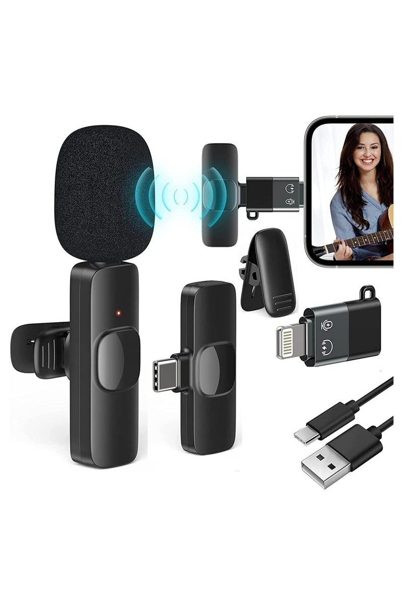 Wireless Microphone Digital  Mini Portable Recording Clip  Mic with Receiver for All Type C Lightning Mobile Phones Camera Laptop for Vlogging YouTube Online Class  Zoom Call - Image 1