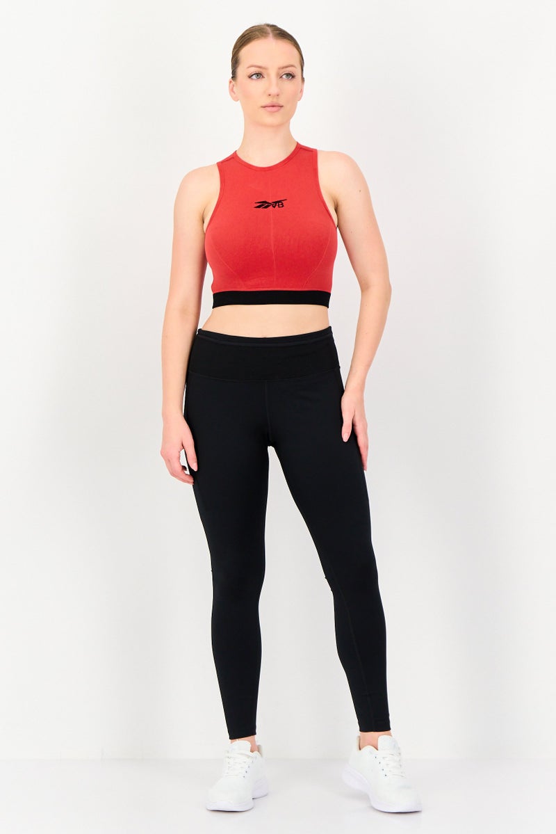 Reebok Women Sportswear Fit Sleeveless Brand Logo Training Tank Top, Red - Image 3