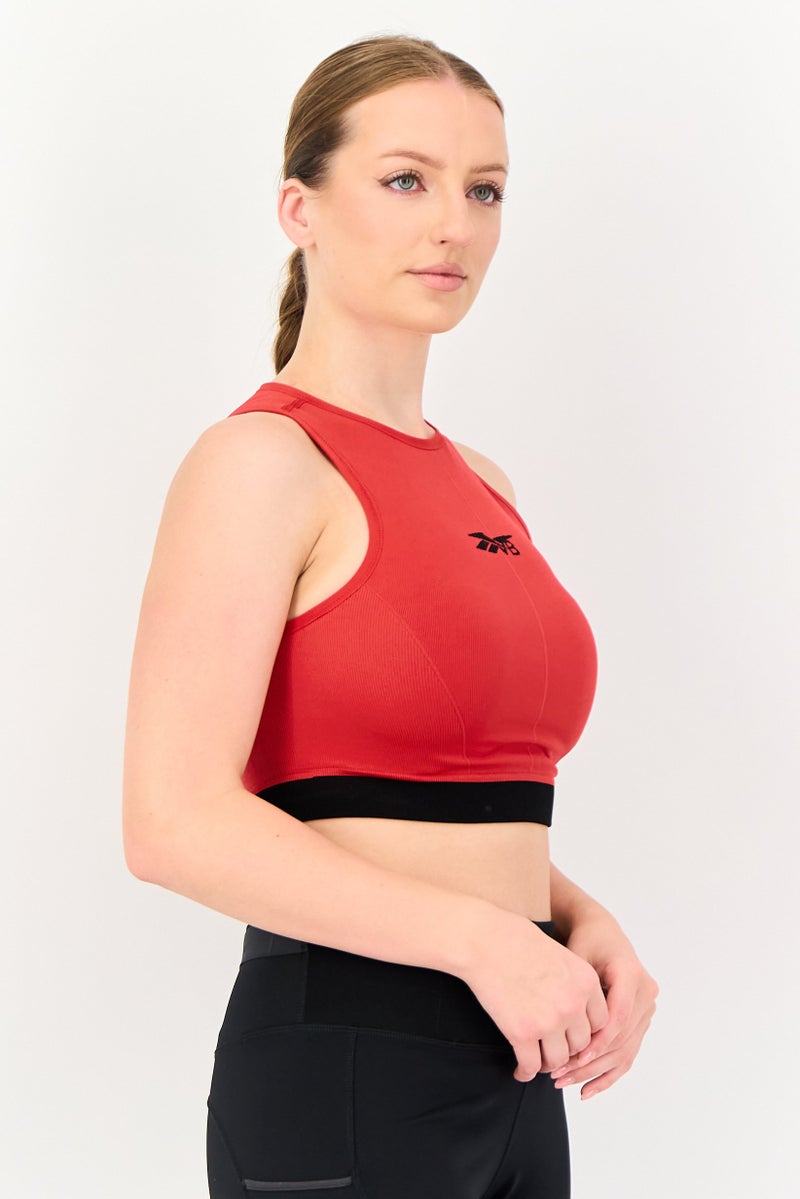 Reebok Women Sportswear Fit Sleeveless Brand Logo Training Tank Top, Red - Image 4