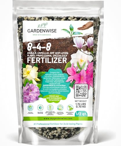 GARDENWISE 8-4-8 Acidic Fertilizer for Azaleas, Camellias (Camelia), Hydrangeas, Blueberries, Gardenias, Magnolia Trees, Evergreens, and Rhododendrons - Ideal Iron-Rich Plant Food (1/2 Quart) - Image 1
