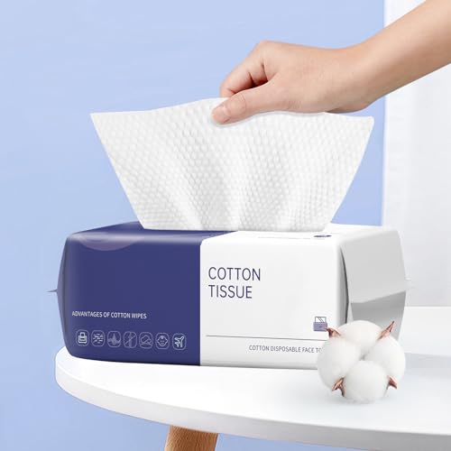 Disposable Face Towel 100 Count Face Towels for Washing Soft Cotton Dry Wipes Facial Cloths Towelettes for Washing and Drying Facial Tissue for Cleansing Skincare and Makeup Remover