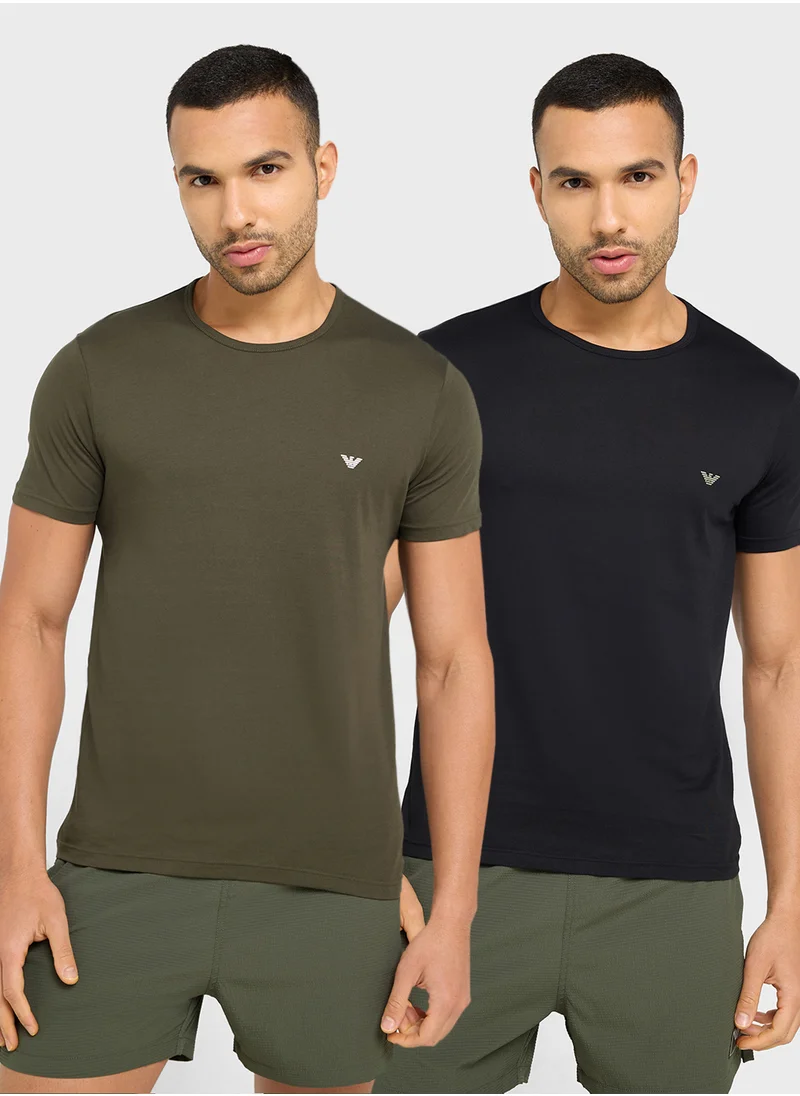 EMPORIO ARMANI Beachwear Logo Crew Neck T-Shirt