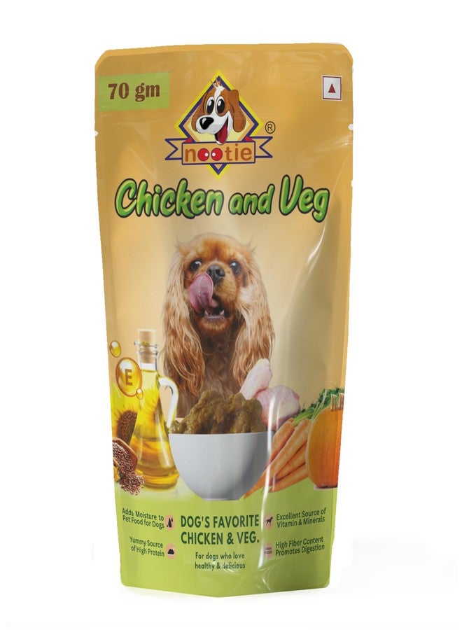 Nootie Dog's Favorite Chicken & Veg Gravy-(70g) Natural Ingredients, Easy to Digest, Enhances Dog Food Gravy for Dogs, Dog Chicken & Veg Gravy, Wet Gravy for Dogs, Dog Food Topper (Pack of 24x70g) - Image 1