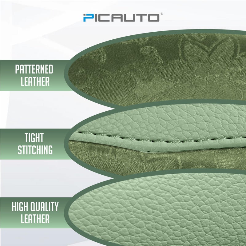 PIC AUTO Steering Wheel Cover, Green Patterned Leather Patchwork Design, Universal Fit 14.5"â€“15.5", Anti-Slip, Odor-Free, Soft PU Grain Leather, Durable Grip Car Accessory for Girls & Women - Image 4