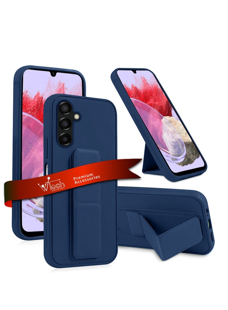 Wtech Hand Grip Foldable Magnetic Kickstand Wrist Strap Finger Grip With Built-In Iron Case Cover For Samsung Galaxy M34 5G 2023 Navy Blue - Image 1