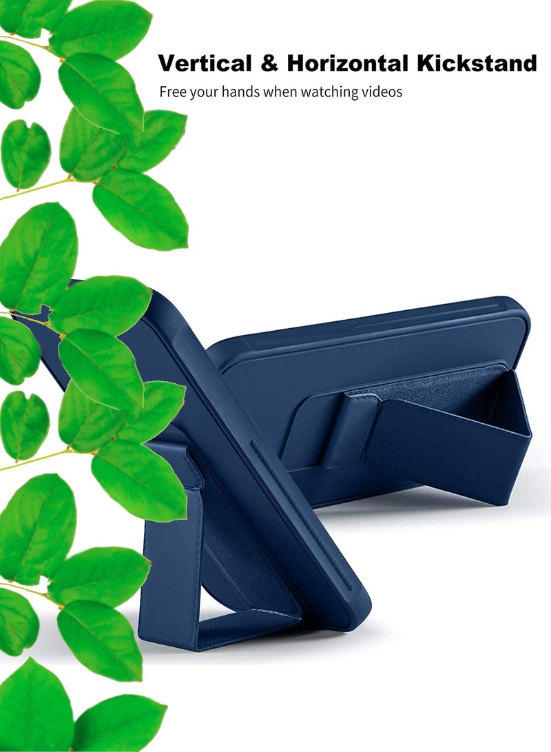 Wtech Hand Grip Foldable Magnetic Kickstand Wrist Strap Finger Grip With Built-In Iron Case Cover For Samsung Galaxy M34 5G 2023 Navy Blue - Image 4